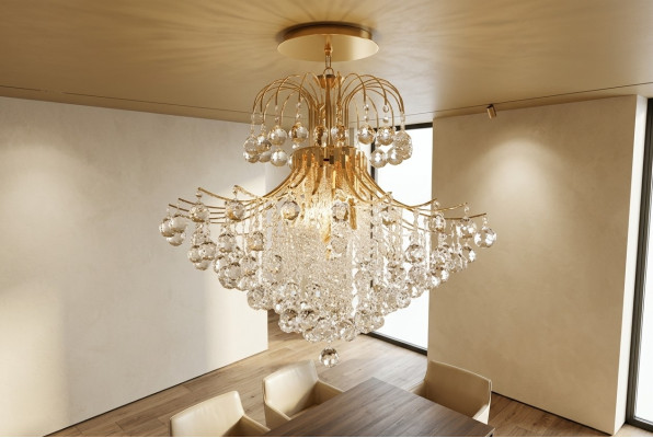 Lustre de plafond de lustre de luxe royal en or