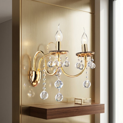 Chandelier suspendu en bougeoir, applique murale en cristal et or