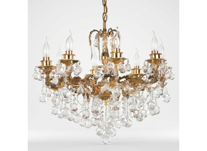 Lustre de luxe plafonnier à pampilles en cristal d'art doré