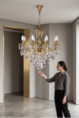 Lustre Lustre Lustre plafonnier Or Luxe Art Cristal