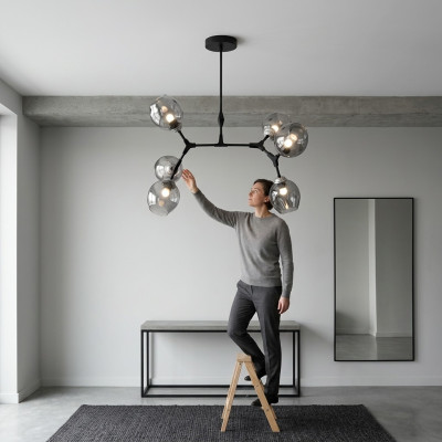 Lampe de plafond Lustre Lustre Plafonnier Moderne Verre Noir neuf