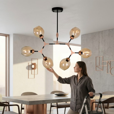 Lustre Lustre Lustre Plafonnier Moderne Verre Beige nouveau