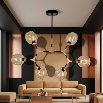Lustre Lustre Lustre Plafonnier Moderne Verre Beige nouveau