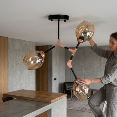 Plafonnier lustre Lustre Lustre Lampe de plafond Lampes Or Moderne Verre