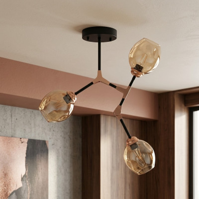 Plafonnier lustre Lustre Lustre Lampe de plafond Lampes Or Moderne Verre