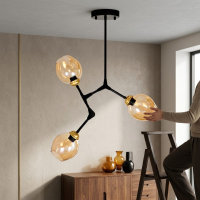 Lampes Lustre Lustre Lustre Lampe de plafond Or Moderne Verre