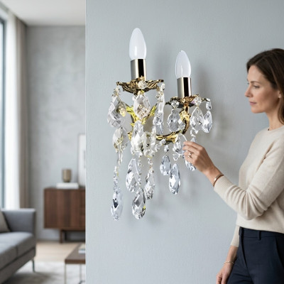 Applique murale luminaires murale lampe lustre lampes murales argent cristal