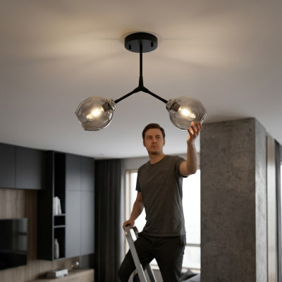 Lustre de plafond Lustre Lustre Lampe de plafond Lampes Verre Noir