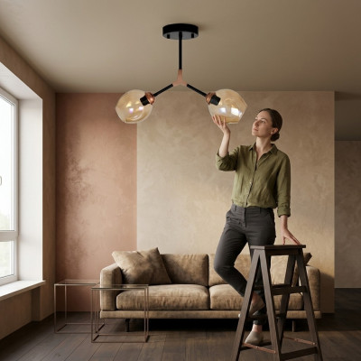 Lustre de plafond Lustre Suspension Lampe de plafond Lampes Verre Or Moderne