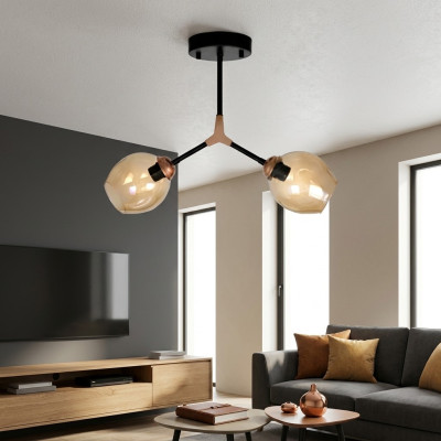 Lustre de plafond Lustre Suspension Lampe de plafond Lampes Verre Or Moderne