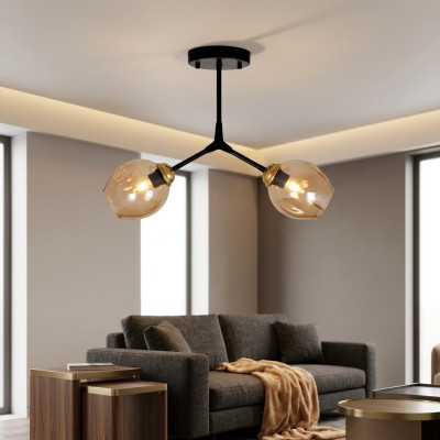Plafonnier lustre Lustre Lustre Plafonnier Lampes en verre Moderne Or