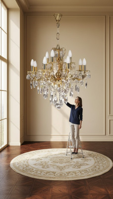 Lustre de plafond de luxe Lustre Lustre Lustre Lampe de plafond en cristal Or