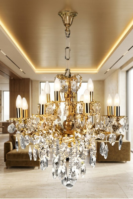 Lustre de plafond de luxe Lustre Lustre Lustre Lampe de plafond en cristal Or