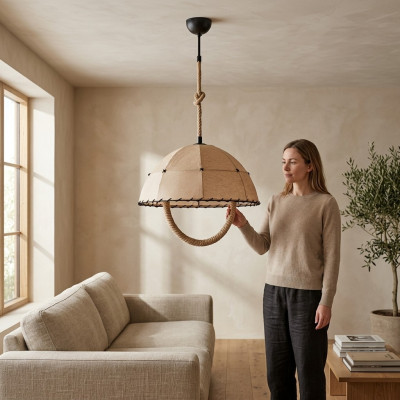 Plafonnier Lustre Lustre Lustre Lampe Beige Moderne Corde