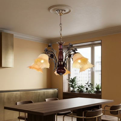 Plafonnier fleurs plafond lustre lustre lustre lampe en verre beige