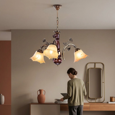 Lustre, Lampe de plafond, Fleurs, Lustre, Lustre, Lampe, Verre, Beige