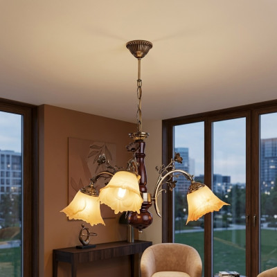 Lustre, Lampe de plafond, Fleurs, Lustre, Lustre, Lampe, Verre, Beige
