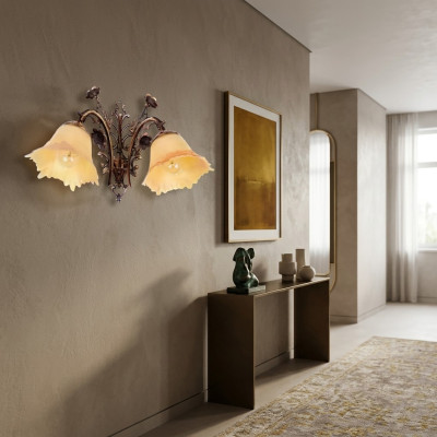 Applique murale lampes murales applique murale lustre applique murale fleurs verre brun