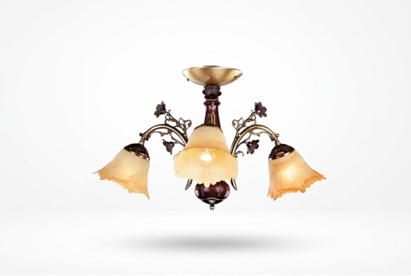 Lustre de plafond en fleurs, lustre de plafond en verre marron