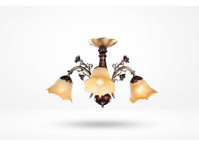 Lustre de plafond en fleurs, lustre de plafond en verre marron