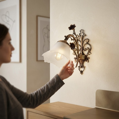 Applique murale luminaires muraux applique murale lustre applique murale verre fleurs brunes