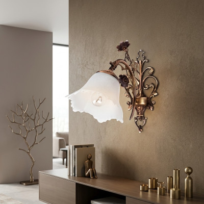 Applique murale luminaires muraux applique murale lustre applique murale verre fleurs brunes
