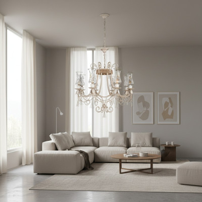 Lustre de plafond de luxe Lustre Lustre Lustre Lampe de plafond Lampes Verre Beige