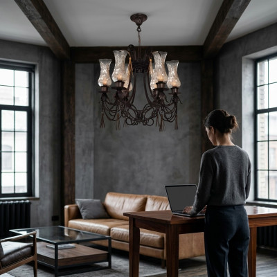 Château Plafond Lumière Luxe Lustre Lustre Plafonnier Lampe en Verre Lampadaire