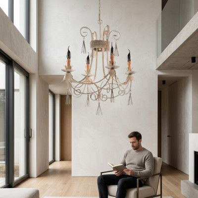 Luxueux lustre de plafond Lustre Lampe de plafond Lampes Beige Art