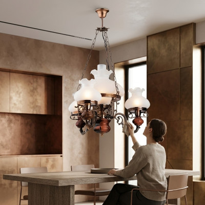 Plafonnier Lustre Lustre Lustre Lampe de plafond Lampe Verre Marron Baroque