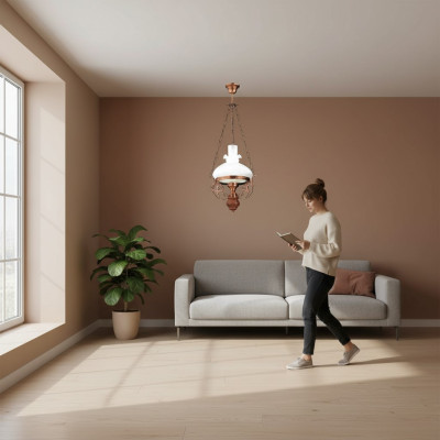Lustre plafond lustre lustre lustre plafond en verre marron baroque