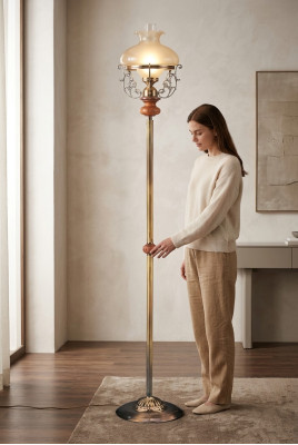 Lampe sur pied de luxe en verre doré de 185 cm