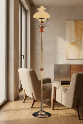 Lampe sur pied de luxe en verre doré de 185 cm
