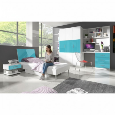 Lit + Table de chevet - Mobilier de chambre pour enfants Lits Bleus 2 pièces. Ensemble neuf