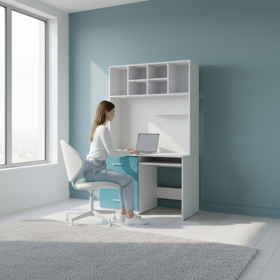 Desk Turkis Tisch Büro Kinderzimmer Jugendzimmer Tische neu Hochglanz