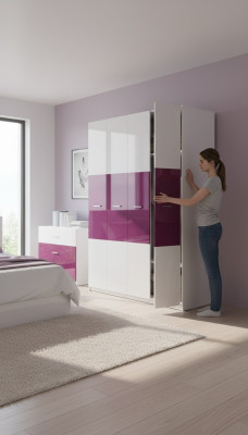Armoire violette Armoires en bois Armoires brillantes Armoires à vêtements Chambre d'enfants