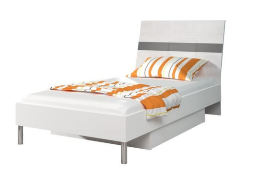 Chambre d'enfants grise Lit simple complet Armoire Commode Chambre de jeunesse de 5 pièces