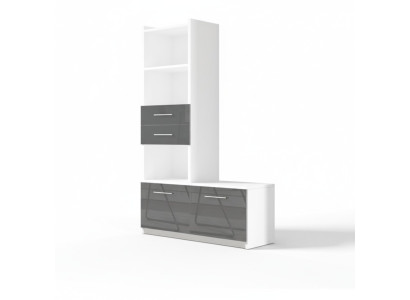 Étagère Armoire Bibliothèque pour Chambre d'Enfants Chambre de Jeunes Gris Blanc Brillant
