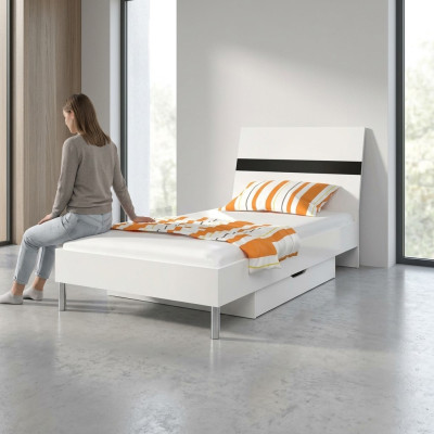 Lits en bois Design Lit simple en haute brillance Lit simple Chambre d'enfant Lit garçon noir