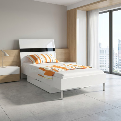 Lits en bois Design Lit simple en haute brillance Lit simple Chambre d'enfant Lit garçon noir