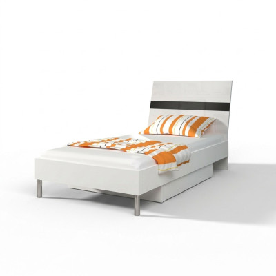Lits en bois Design Lit simple en haute brillance Lit simple Chambre d'enfant Lit garçon noir