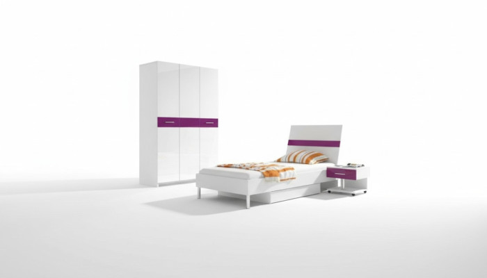 Étagère Armoire Bibliothèque pour Chambre d'enfants Chambre de Jeunes Blanc Violet Brillant