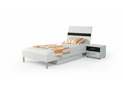 Lit + Table de chevet - Mobilier de chambre d'enfants Lits noirs 2 pièces Ensemble neuf