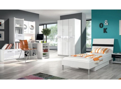 Lit + Table de chevet - Mobilier de chambre d'enfants Lits noirs 2 pièces Ensemble neuf