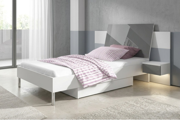 Chambre d'enfants Lit Chambre Lits Lit simple Chambre de jeunes Gris Bois