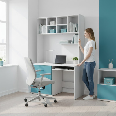 Bureau avec tiroirs Table PC style moderne 2 pièces armoire de bureau tables