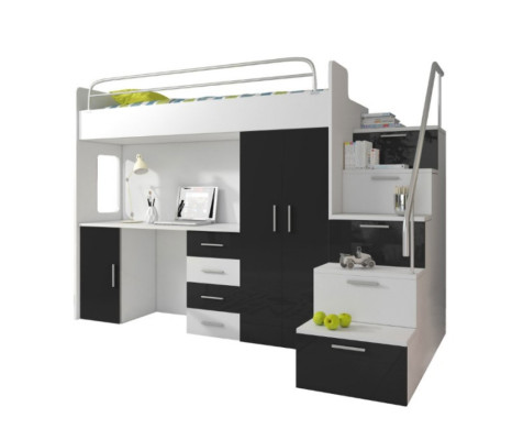 Lit superposé double Table noire Armoire Lit superposé multifonction Lits superposés pour enfants