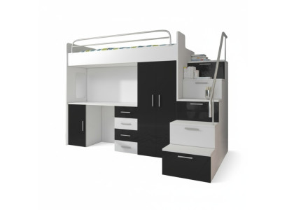 Lit superposé double Table noire Armoire Lit superposé multifonction Lits superposés pour enfants