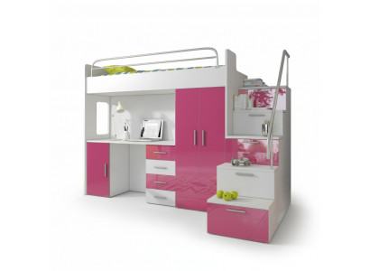 Lit superposé double Rosa Table Armoire Lit superposé multifonction Chambre d'enfants