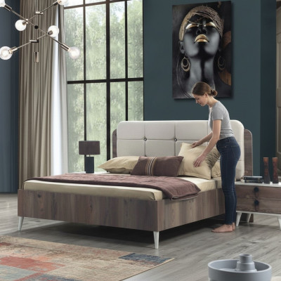 Lit Lit double Chambre à coucher Conception Lits Modernes Rembourrage Bois